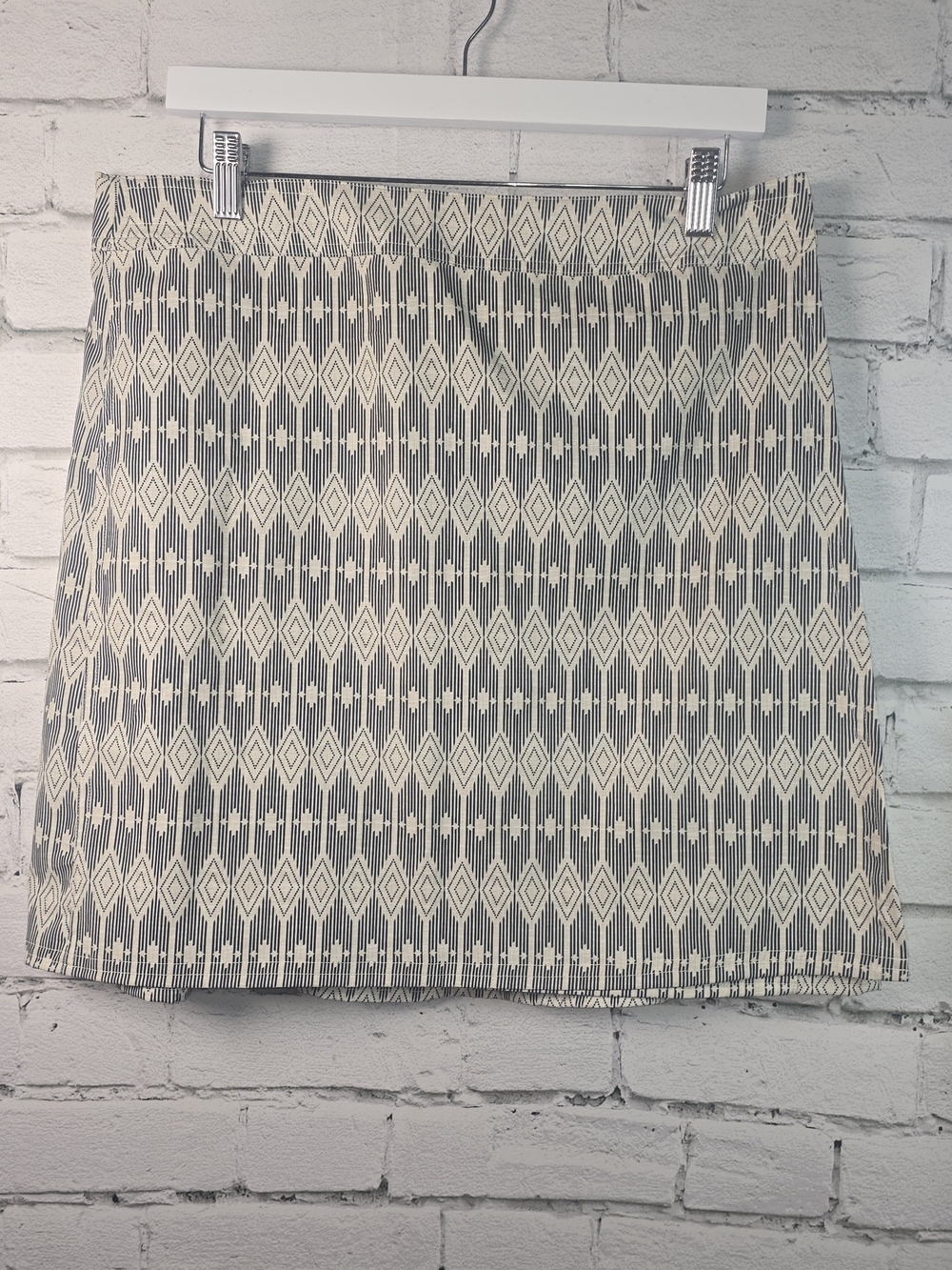WOMENS RIPSKIRT HAWAII WRAP GRAY CREAM GEOMETRIC DESIGN SUMMER RESORTWEAR SIZE L